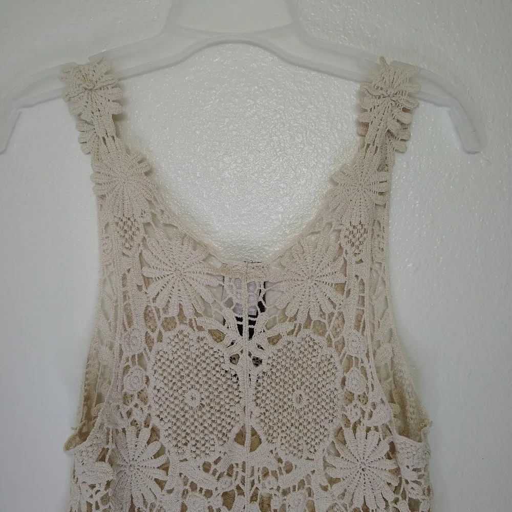 Moon Collection Cream Lace Knit Top 100% Cotton Sz M - Picture 9 of 9